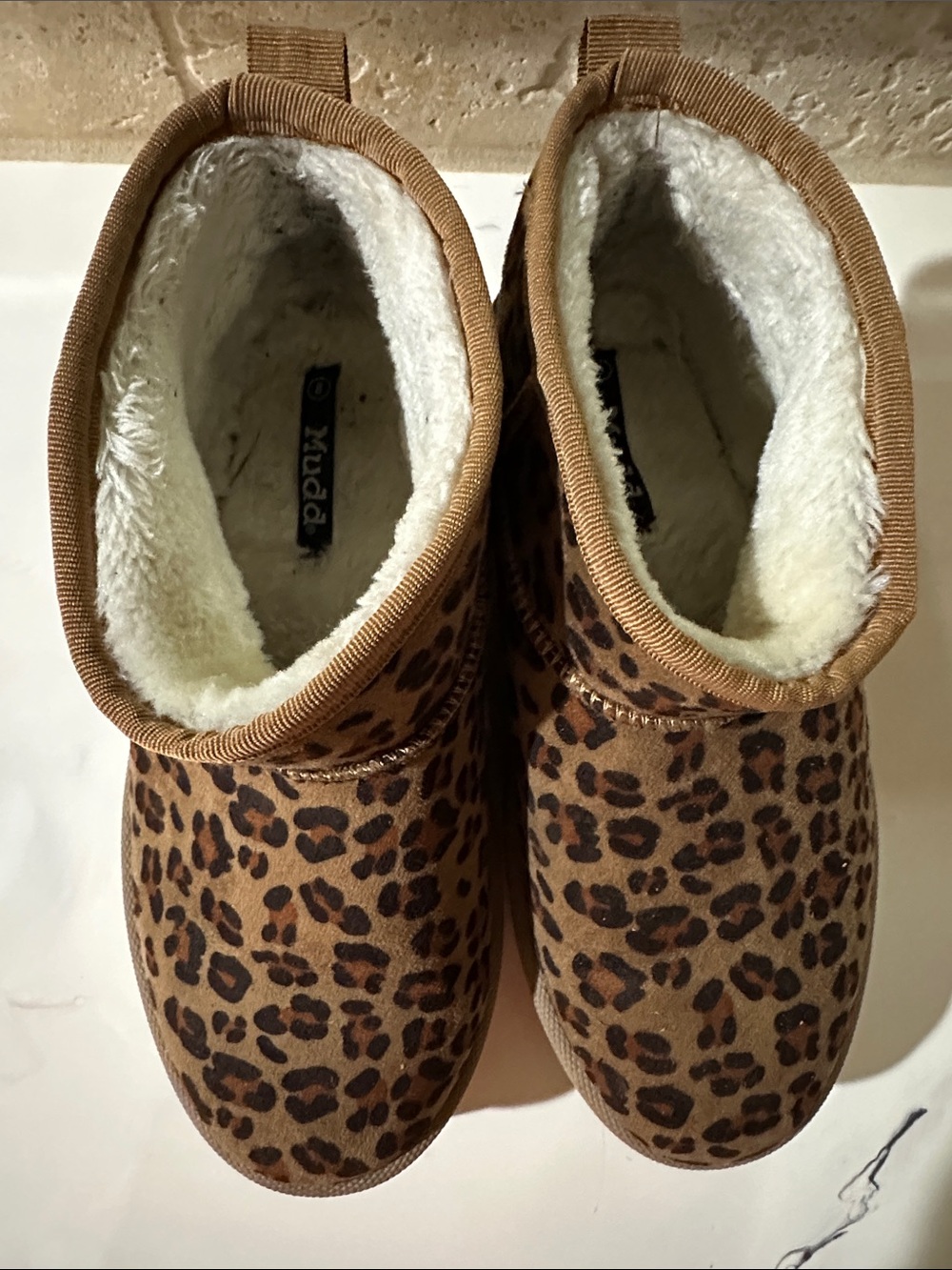 Mudd Brand, Leopard Print Women’s Size 8 Boot Slippers - Faux Fur Lined